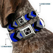 Dog Bone Seatbelt Buckle Collar - Chevron Blue/Black/Gray