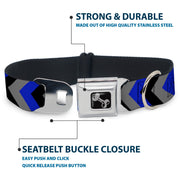 Dog Bone Seatbelt Buckle Collar - Chevron Blue/Black/Gray