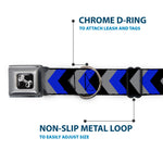 Dog Bone Seatbelt Buckle Collar - Chevron Blue/Black/Gray