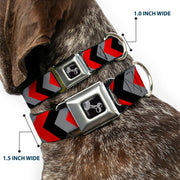 Dog Bone Seatbelt Buckle Collar - Chevron Red/Black/Gray