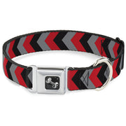 Dog Bone Seatbelt Buckle Collar - Chevron Red/Black/Gray