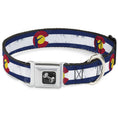 Load image into Gallery viewer, Dog Bone Seatbelt Buckle Collar - Colorado Flag/Fisher Weathered
