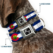 Dog Bone Seatbelt Buckle Collar - Colorado Flag/Marijuana Leaf