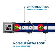 Dog Bone Seatbelt Buckle Collar - Colorado Flag/Marijuana Leaf
