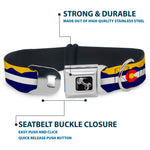 Dog Bone Seatbelt Buckle Collar - Colorado Flag/Mountain Silhouette Yellow