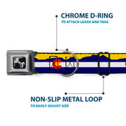 Dog Bone Seatbelt Buckle Collar - Colorado Flag/Mountain Silhouette Yellow