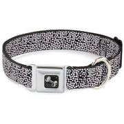 Dog Bone Seatbelt Buckle Collar - Ditsy Floral Black/White/Red