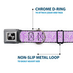 Dog Bone Seatbelt Buckle Collar - Ditsy Floral Lavender/White/Black