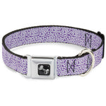 Dog Bone Seatbelt Buckle Collar - Ditsy Floral Lavender/White/Black