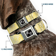 Dog Bone Seatbelt Buckle Collar - Ditsy Floral Yellow/White/Brown