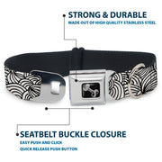 Dog Bone Seatbelt Buckle Collar - Doodle1 White/Black