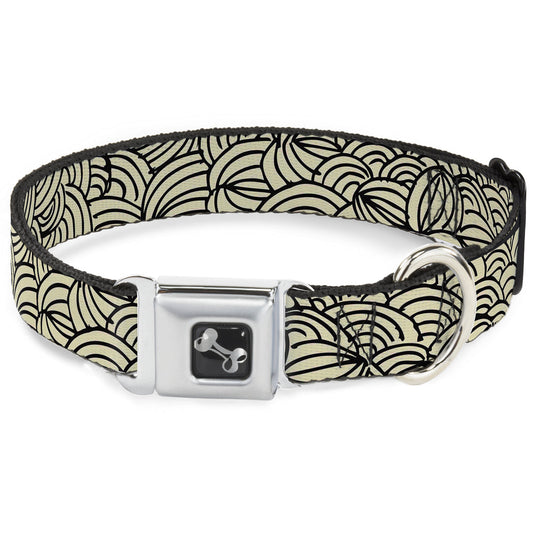 Dog Bone Seatbelt Buckle Collar - Doodle1 Cream/Black