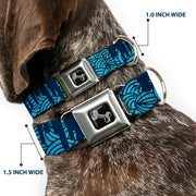 Dog Bone Seatbelt Buckle Collar - Doodle1/Paint Drips Blues