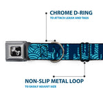 Dog Bone Seatbelt Buckle Collar - Doodle1/Paint Drips Blues