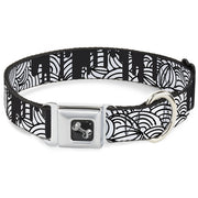 Dog Bone Seatbelt Buckle Collar - Doodle1/Paint Drips White/Black