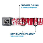 Dog Bone Seatbelt Buckle Collar - Doodle1/Paint Drips White/Red