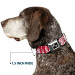 Dog Bone Seatbelt Buckle Collar - Doodle1/Paint Drips White/Red