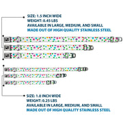 Dog Bone Black/Silver Seatbelt Buckle Collar - Dots/Grid White/Gray/Multi Color