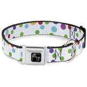Dog Bone Black/Silver Seatbelt Buckle Collar - Dots/Grid White/Gray/Multi Color