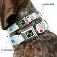 Load image into Gallery viewer, Dog Bone Seatbelt Buckle Collar - Dots/Grid2 White/Gray/Multi Color
