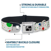 Dog Bone Seatbelt Buckle Collar - Dots/Grid2 White/Gray/Multi Color
