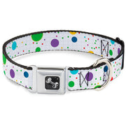 Dog Bone Seatbelt Buckle Collar - Dots/Grid2 White/Gray/Multi Color