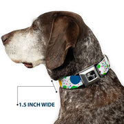 Dog Bone Seatbelt Buckle Collar - Dots/Grid3 White/Gray/Multi Color