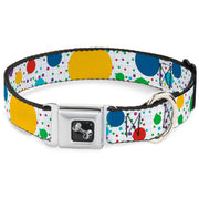 Dog Bone Seatbelt Buckle Collar - Dots/Grid3 White/Gray/Multi Color