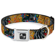 Dog Bone Seatbelt Buckle Collar - Diamonds Diagonal2 Lines Black/White