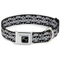 Load image into Gallery viewer, Dog Bone Seatbelt Buckle Collar - Diamond Sugar Skull Stacked Black/Silver Fade/White
