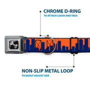 Dog Bone Seatbelt Buckle Collar - Denver Solid Skyline Orange/Navy