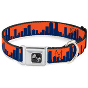 Dog Bone Seatbelt Buckle Collar - Denver Solid Skyline Orange/Navy