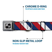 Dog Bone Seatbelt Buckle Collar - Diagonal Stripe Red/White/Navy