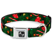 Dog Bone Seatbelt Buckle Collar - Decorated Tree2 w/Bows/Lights/Candy Canes