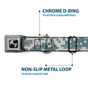 Dog Bone Black/Silver Seatbelt Buckle Collar - Digital Camo2 Grays