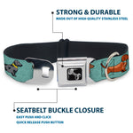 Dog Bone Seatbelt Buckle Collar - Dachshund 4-Dogs/Paws Aquas
