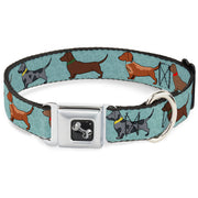Dog Bone Seatbelt Buckle Collar - Dachshund 4-Dogs/Paws Aquas