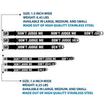 Dog Bone Black/Silver Seatbelt Buckle Collar - DON'T JUDGE ME Black/White
