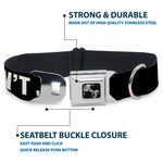 Dog Bone Black/Silver Seatbelt Buckle Collar - DON'T JUDGE ME Black/White