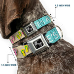 Dog Bone Seatbelt Buckle Collar - Flip Flops7 LIFE'S A BEACH Tan/Aqua/White