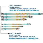 Dog Bone Seatbelt Buckle Collar - Flip Flops7 LIFE'S A BEACH Tan/Aqua/White