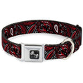 Load image into Gallery viewer, Dog Bone Seatbelt Buckle Collar - Floral Paisley3 Black/Red/Gray/White

