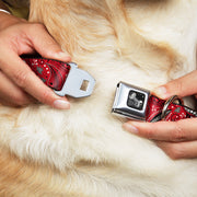 Dog Bone Seatbelt Buckle Collar - Floral Paisley3 Red/Black/Gray/White