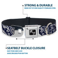 Load image into Gallery viewer, Dog Bone Seatbelt Buckle Collar - Floral Paisley3 Blue/White/Gray
