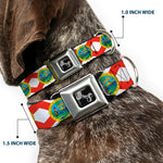 Dog Bone Black/Silver Seatbelt Buckle Collar - Florida Flag Continuous