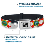 Dog Bone Black/Silver Seatbelt Buckle Collar - Florida Flag Continuous