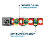 Dog Bone Black/Silver Seatbelt Buckle Collar - Florida Flag Continuous