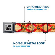 Dog Bone Black/Silver Seatbelt Buckle Collar - Florida Flag Continuous Vintage