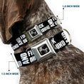 Load image into Gallery viewer, Dog Bone Black/Silver Seatbelt Buckle Collar - FAFO FUCK AROUND AND FIND OUT Bold Black/White
