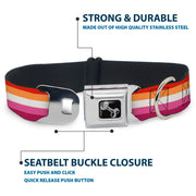 Dog Bone Black/Silver Seatbelt Buckle Collar - Flag Lesbian Five Stripe Oranges/White/Pinks